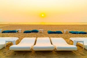 Beach bean bags with ocean sea background photo