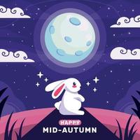 Mid Autumn Concept with Cute Rabbit vector