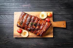 Grilled and barbecue ribs pork photo