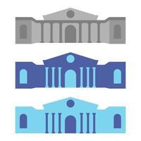 Museum or bank building icon. City architecture, public government building. Art museum symbol. Blue icon illustration. Vector illustration isolated