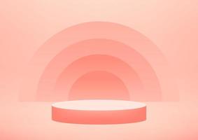 Empty podium studio pink background for product display with copy space. Showroom shoot render. Banner background for advertise product. vector