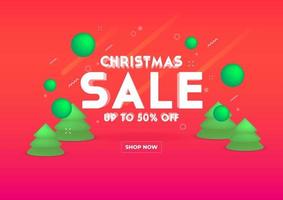 Web banner for Christmas sale. 3D depth and realistic festive objects. vector