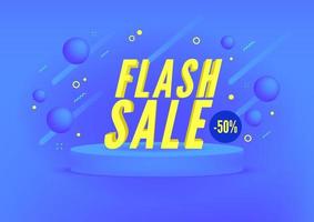 Venta flash, diseño de banner de venta de compras en línea. vector