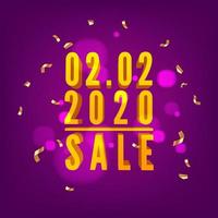 02.02, 2020 Shopping day sale poster or flyer design. 2 February 2020 Crazy sales online. vector