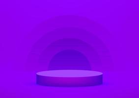 Empty podium studio violet background for product display with copy space. Showroom shoot render. Banner background for advertise product. vector