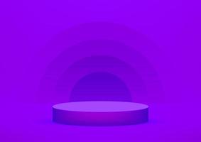 Empty podium studio violet background for product display with copy space. Showroom shoot render. Banner background for advertise product. vector