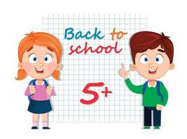 Cute girl and boy with backpacks vector