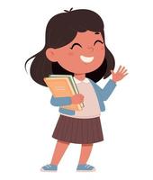 Cheerful schoolgirl with books vector