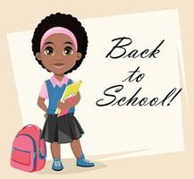 Cute African American girl holding books vector