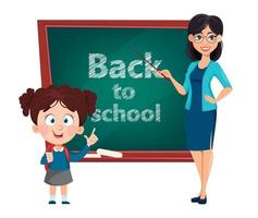 Back to school. Teacher woman cartoon character vector