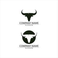 Bull horn and cow head buffalo logo and symbols template icons app vector