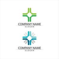 Hospital logo and health care logo design set and icon Human character logo sign hospital and business vector