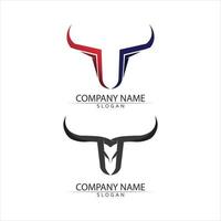 Bull horn and buffalo logo and symbols template icons app vector