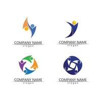 vector de grupo de trabajo de icono de personas y logotipo de diseño de conjunto de comunidad para negocios