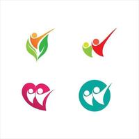 logotipo de cuidado de la gente para el logotipo de salud, conjunto de logotipos de negocios y natur, signo de logotipo de carácter humano vector