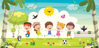 Little Children Having Fun Together vector