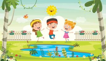 Little Children Having Fun Together vector