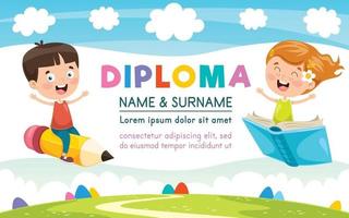 Diploma Certificate Template Design For Children Education vector