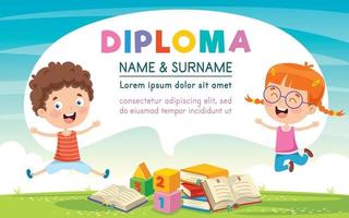 Diploma Certificate Template Design For Children Education vector