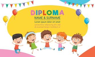 Diploma Certificate Template Design For Children Education vector