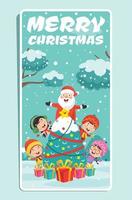 Christmas Greeting Card Design With Cartoon Characters vector