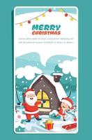 Christmas Greeting Card Design With Cartoon Characters vector