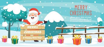 Christmas Greeting Card Design With Cartoon Characters vector