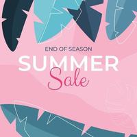 Tropical leaves summer sale background Vector illustration