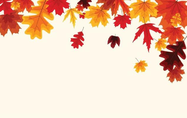 Autumn background with falling leaves. Vector Illustration