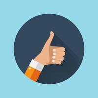 Flat Design Thumbs Up Icon Background . Vector Illustration