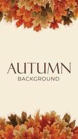 Autumn sale background with falling leaves. Can be used as story post in social network. Vector Illustration