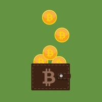 Flat modern design concept of bitcoin cryptocurrency technology, mining, e-wallet vector