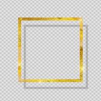 Gold Paint Glittering Textured Frame on Transparent Background. Vector Illustration