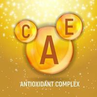 Vitamin A, C, E Icon. Antioxidant Complex. Vector Illustration