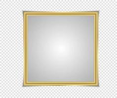 Gold shiny glowing frame with shadows isolated on transparent background. Gold luxury vintage style realistic border, photo, banner. illustration - Vector