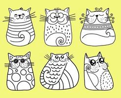 Doodle Coloring Cats vector