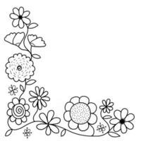 borde floral dibujado a mano vector