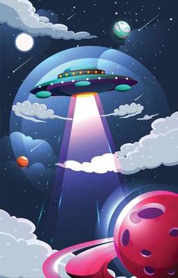 UFO Flying Saucer in the Night Sky