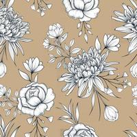 Hand drawn seamless pattern with botanical floral design vector