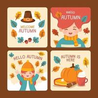 serie de tarjetas de bienvenida de otoño vector