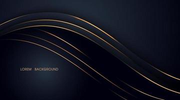 Black abstract layer illustration with golden lines vector