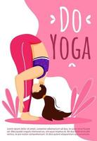 Do yoga brochure template. Active and healthy lifestyle. Sport exercises. Bodypositive flyer, booklet, leaflet concept with flat illustrations. Vector page cartoon layout for magazine with text space