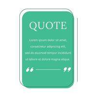 Quote blank frame vector template. Green speech bubble. Quotation, citation text box design. Rectangle with rounded edges empty textbox background for message, comment, note