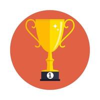 Concept on Success. Gold Trophy Cup Award Icon. Vector Illustration
