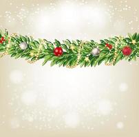 Fir Branches with Snow. Merry Christmas and New Year Winter Background. Vector Illustration