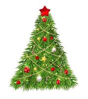 Merry Christmas and New Year Background with Christmas Tree. Vector Illustration