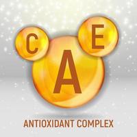 Vitamin A, C, E Icon. Antioxidant Complex. Vector Illustration