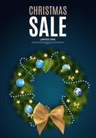 Christmas and New Year Sale Background, Discount Coupon Template. Vector Illustration