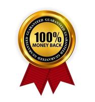 Gold Label 100 Money back Template. Vector Illustration