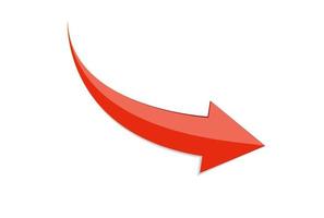 Red Arrow 3d Sign Icon. Vector illustration Isolated on White Background